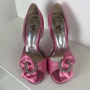 Jinny Kim Pink Satin D'Orsay Pumps 37
